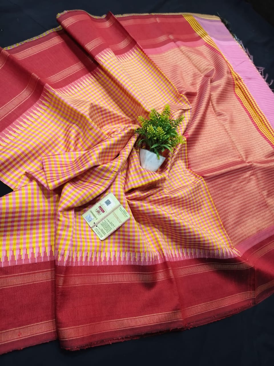 Chhattisgarh raw silk temple border design sarees