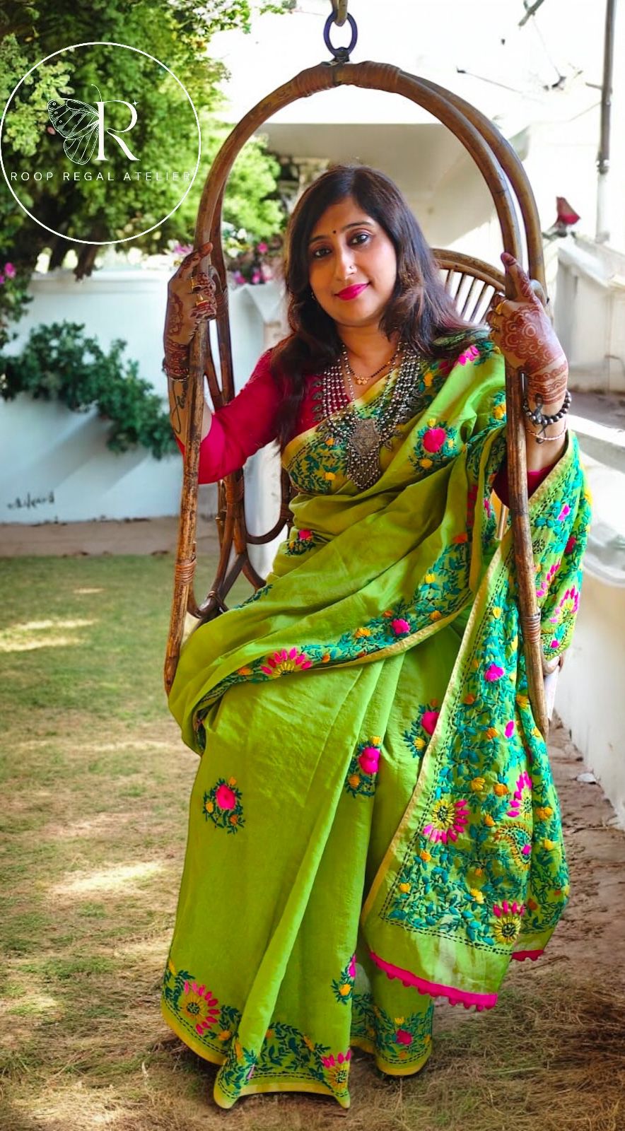 Handcrafted Phulkari saree