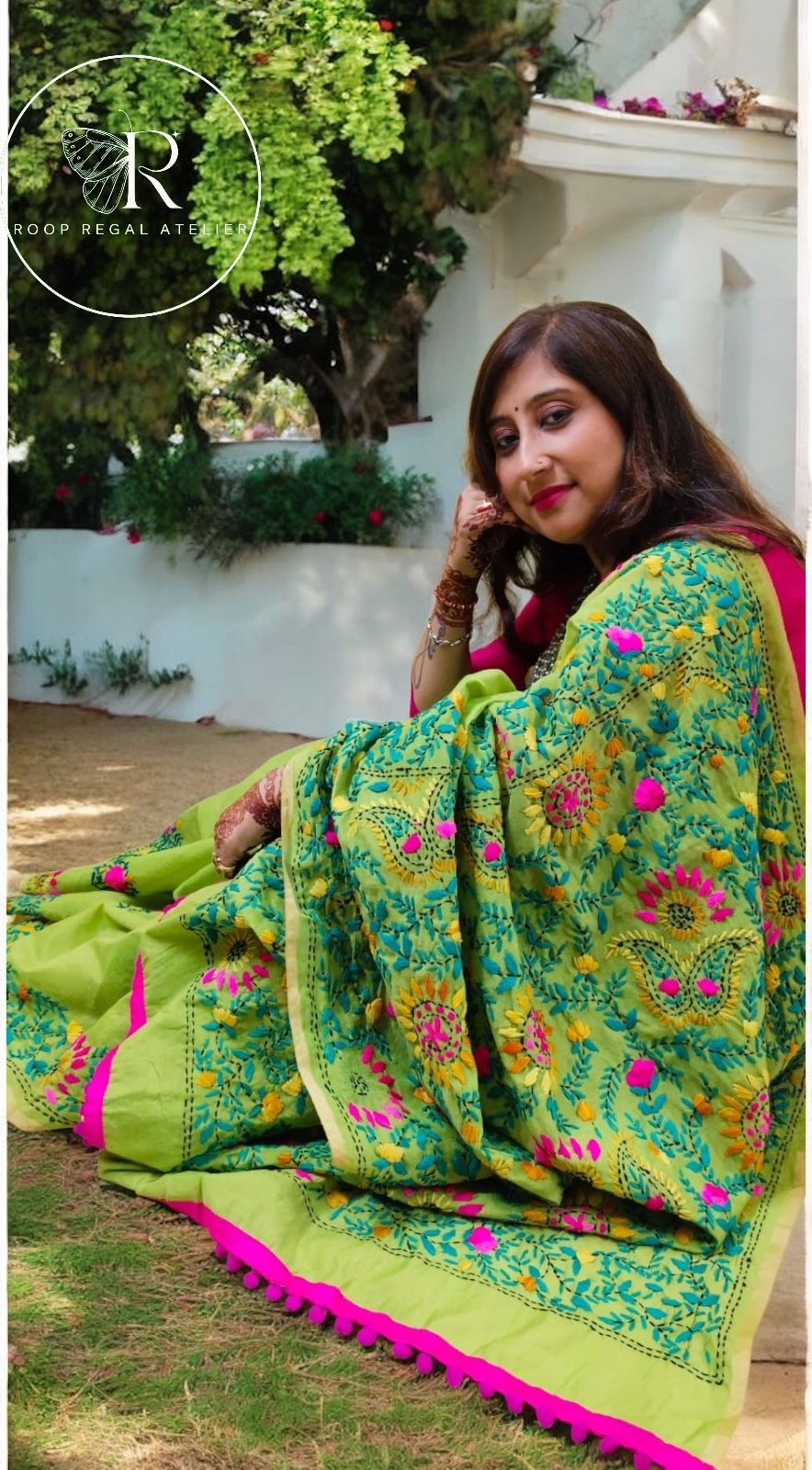 Handcrafted Phulkari saree
