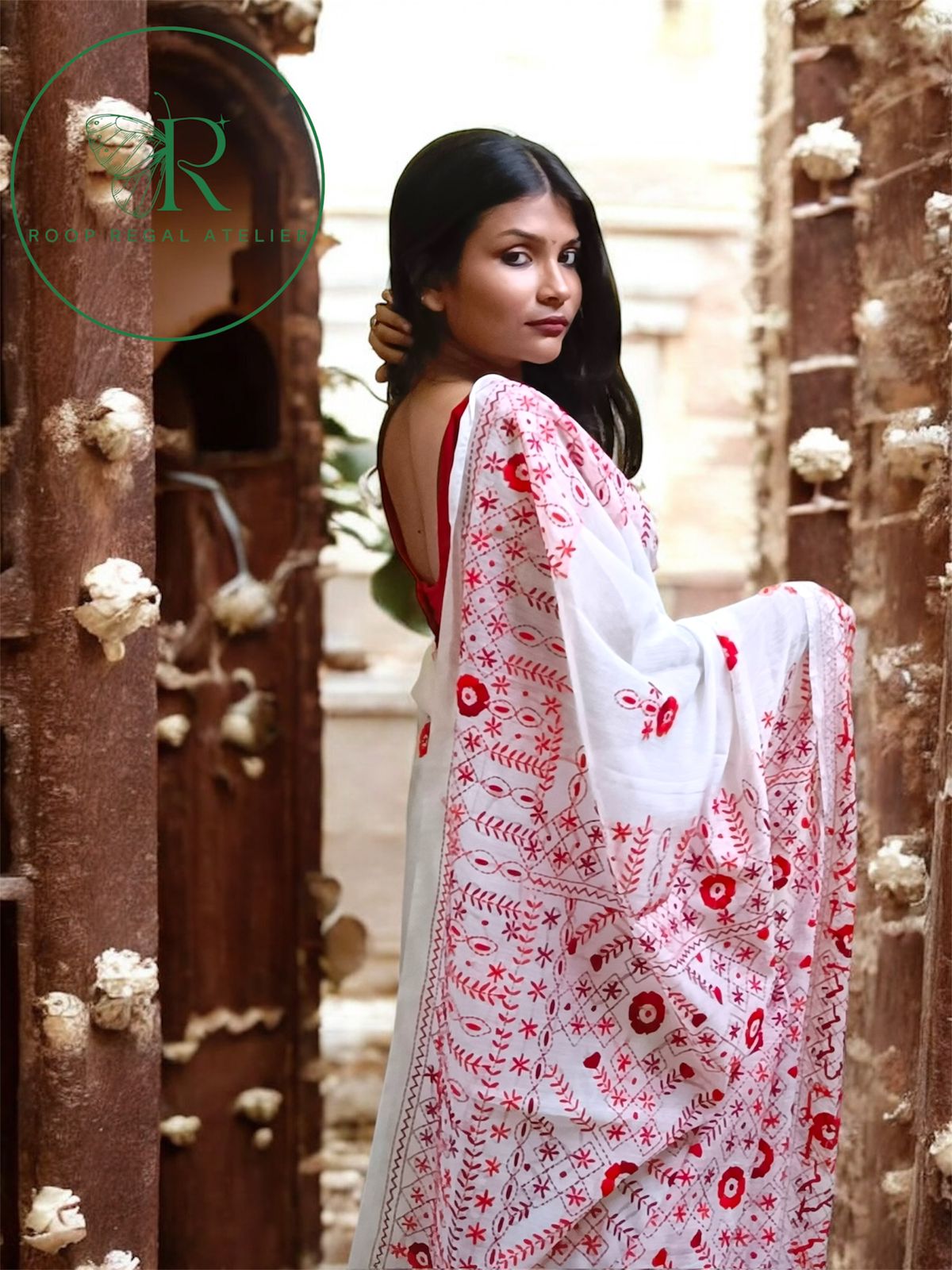Handcrafted Phulkari saree