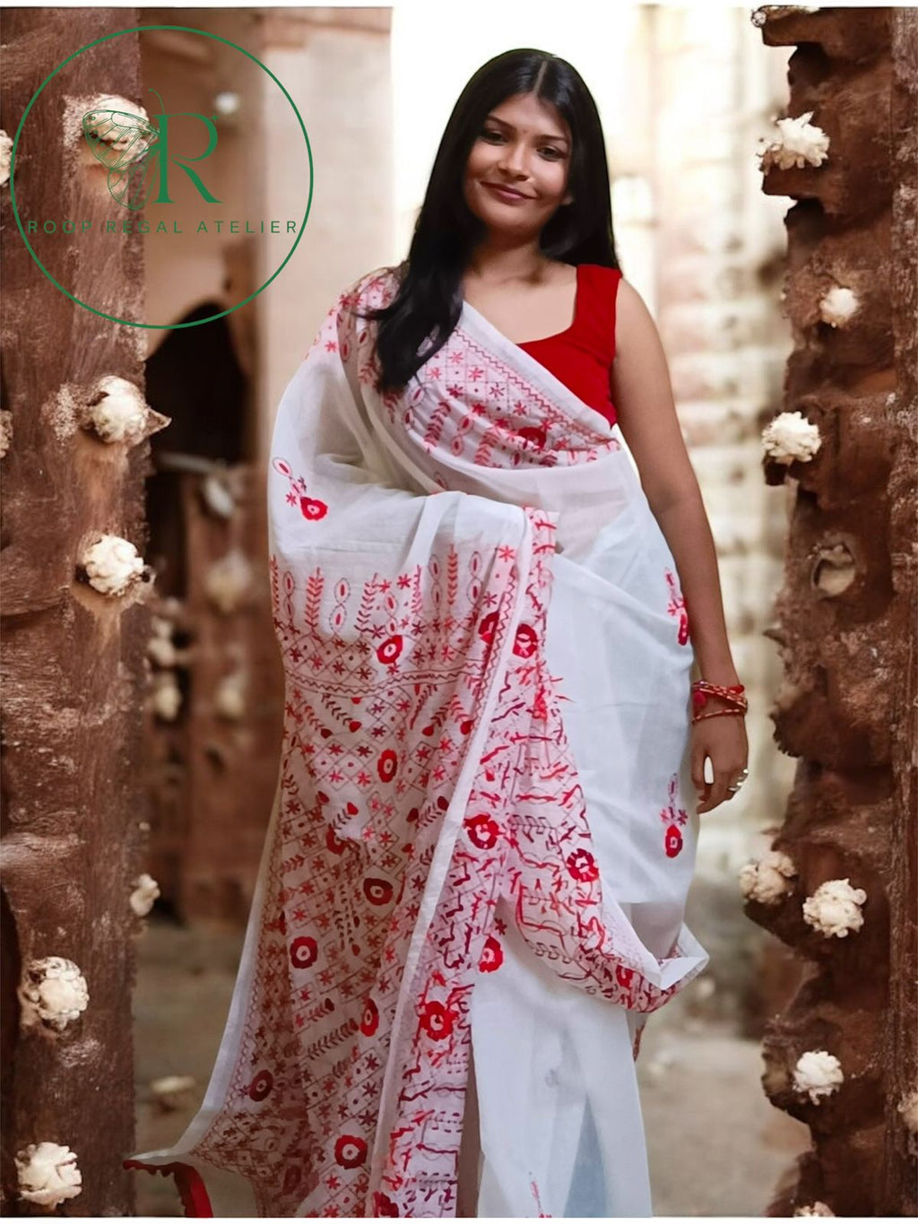 Handcrafted Phulkari saree