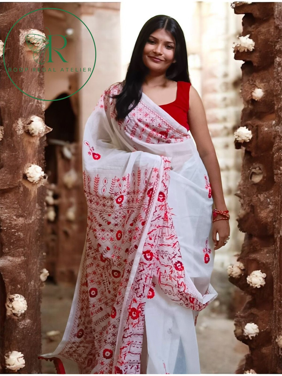 Handcrafted Phulkari saree