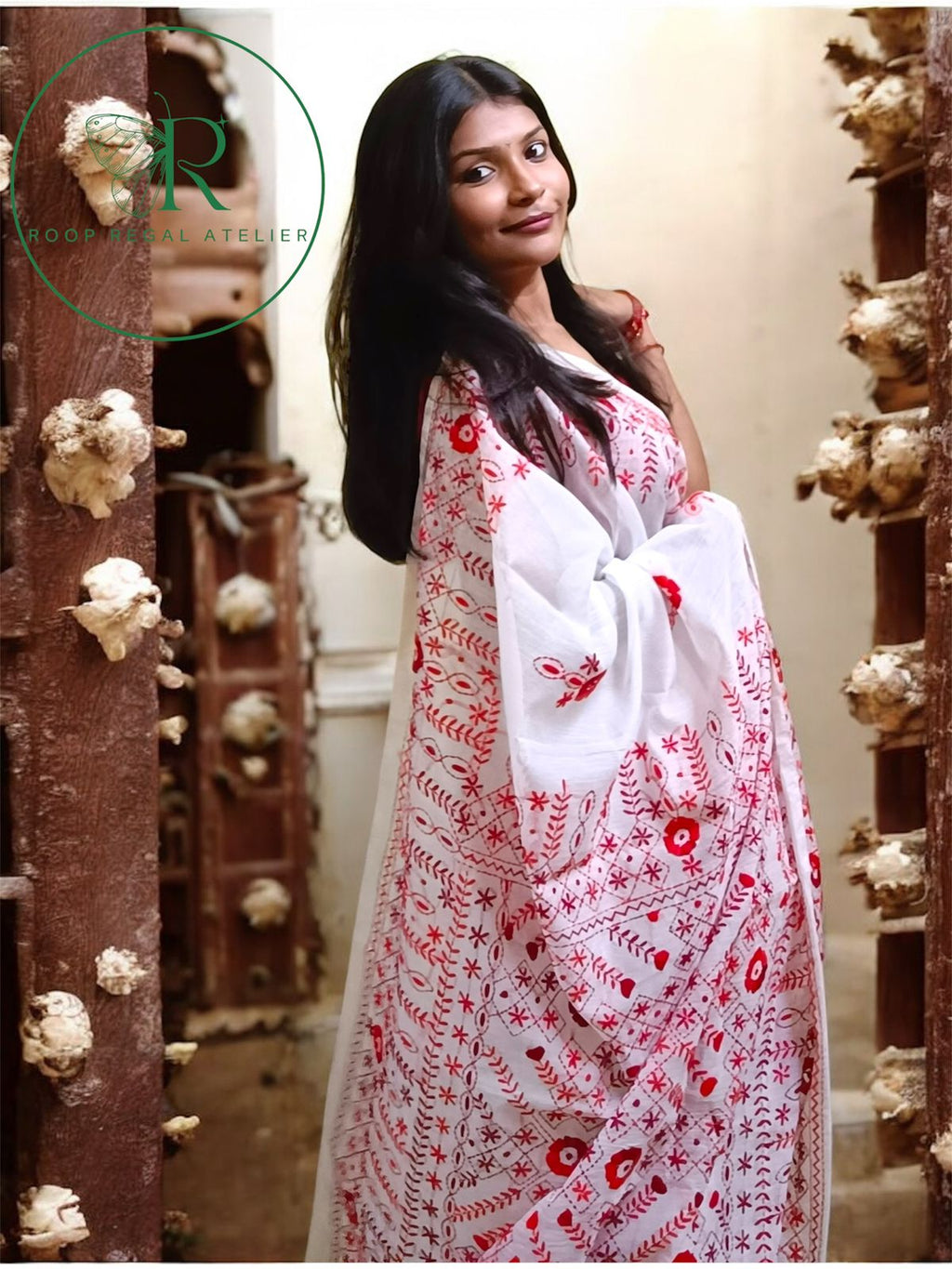 Handcrafted Phulkari saree