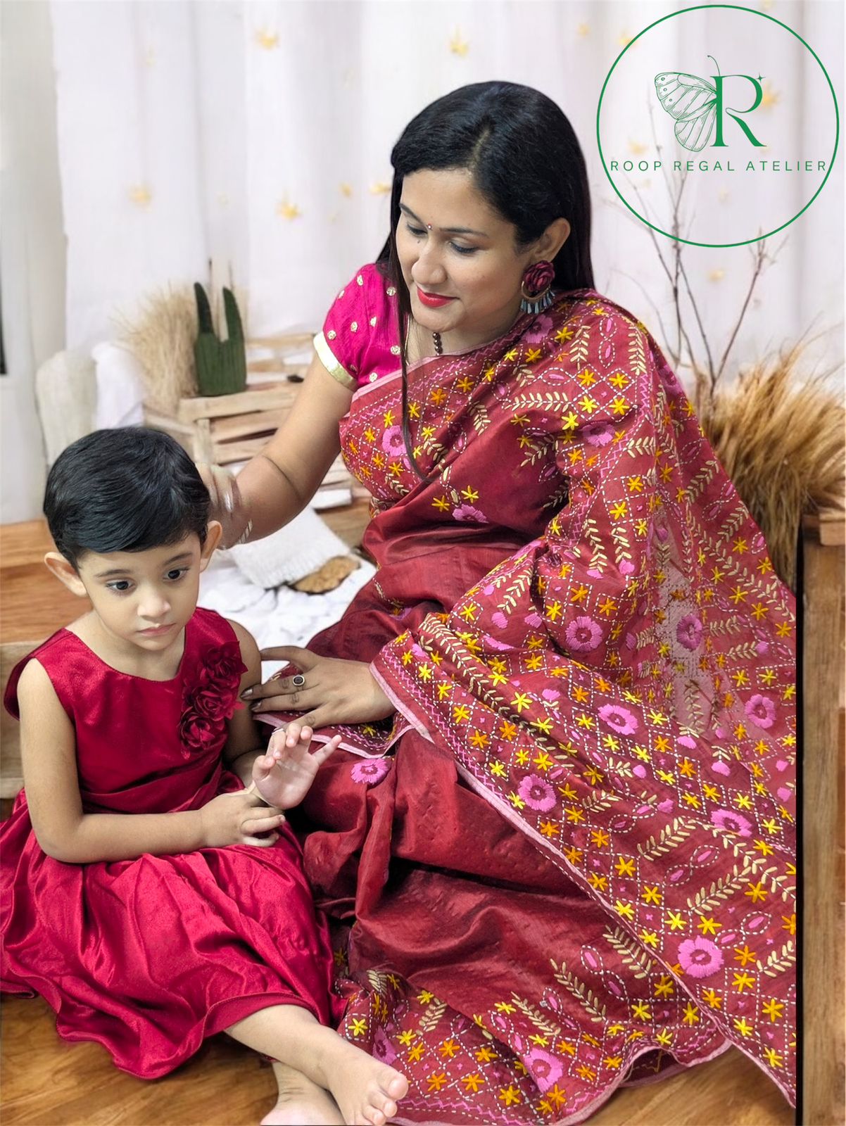 Handcrafted Phulkari saree