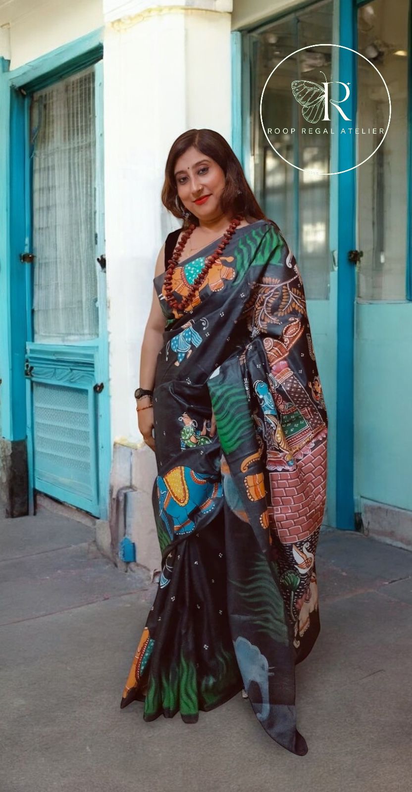 Hand-painted Pattachitra saree on soft, premium Tussar silk