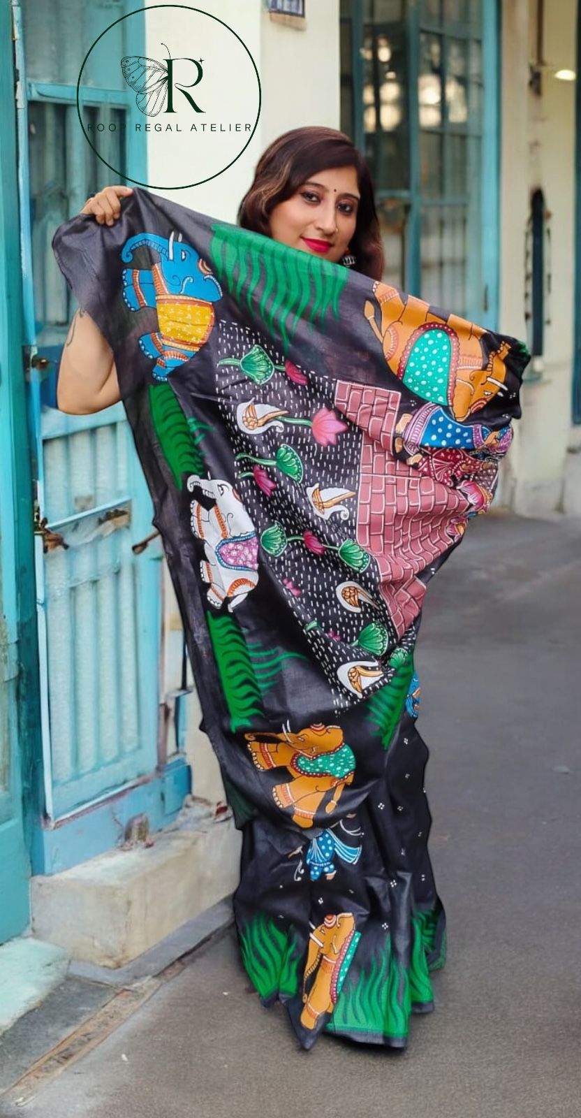 Hand-painted Pattachitra saree on soft, premium Tussar silk